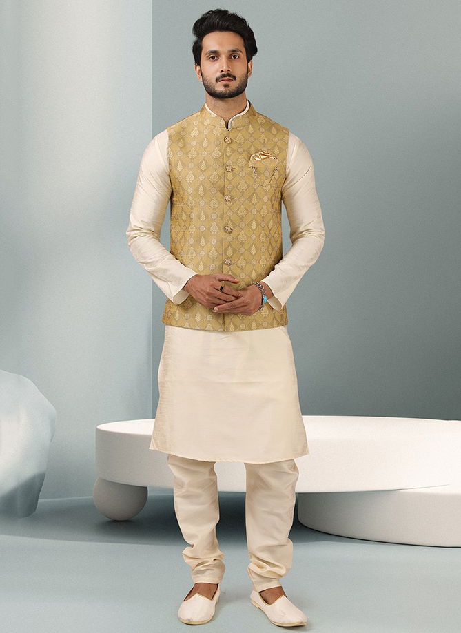 Festive Wear Kurta Pajama With Jacket Mens Collection